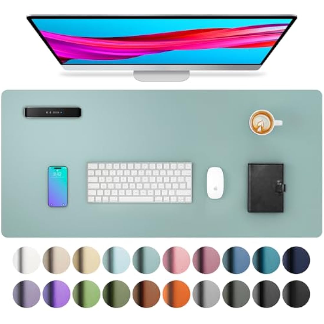 Jolof Store PU Leather Desk Pad – Non-Slip Waterproof Office Mat, Light Blue