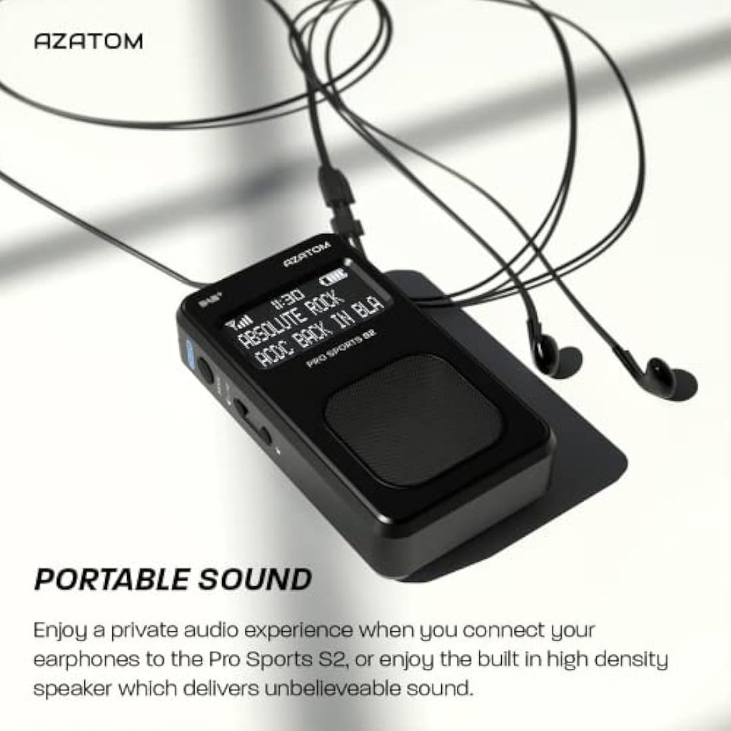 Azatom Pro Sports S2 Portable DAB/DAB+ & FM Radio with Earphones - Black