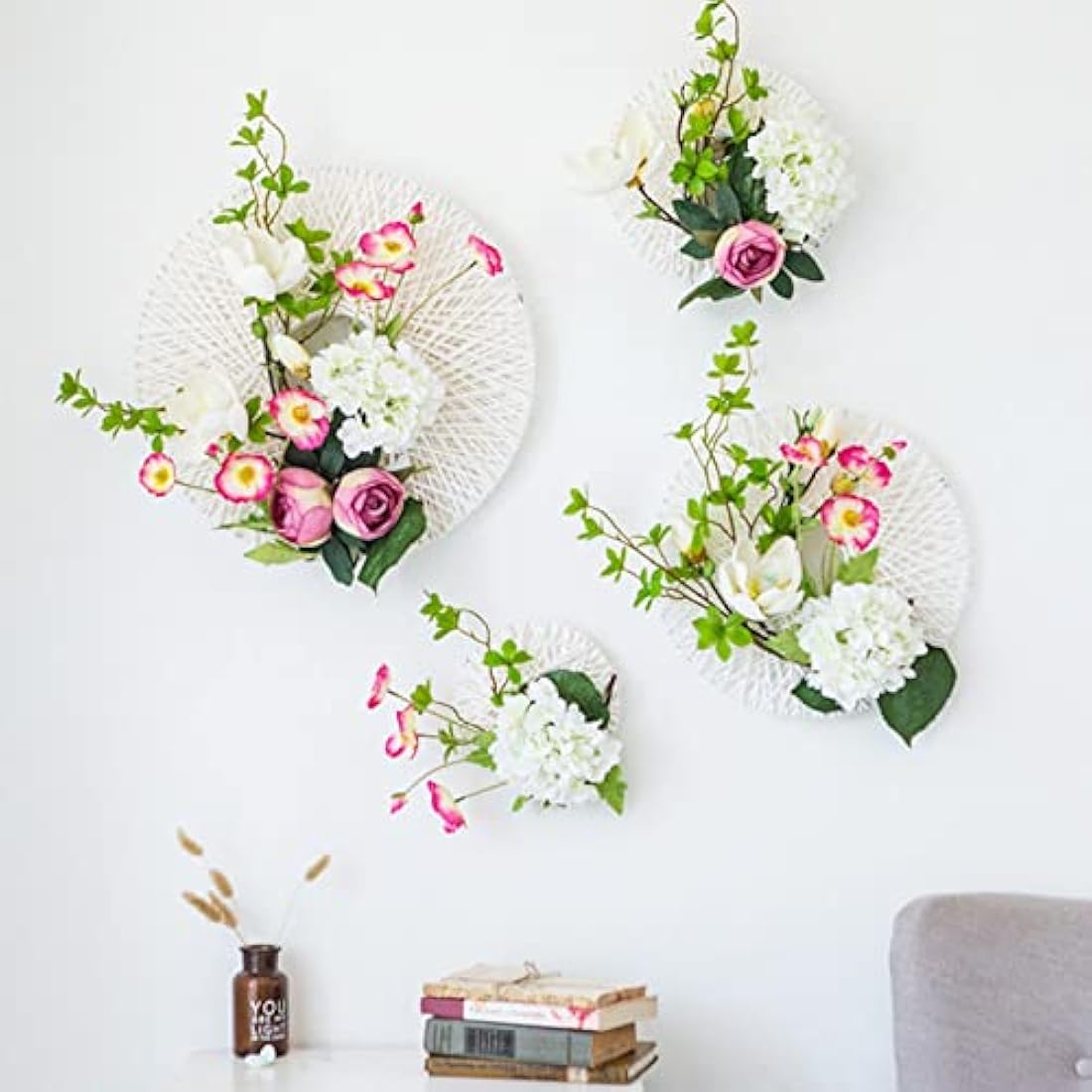 FagusHome 30 Pcs Silk Hydrangea Heads with Stems for Wedding Decor | White