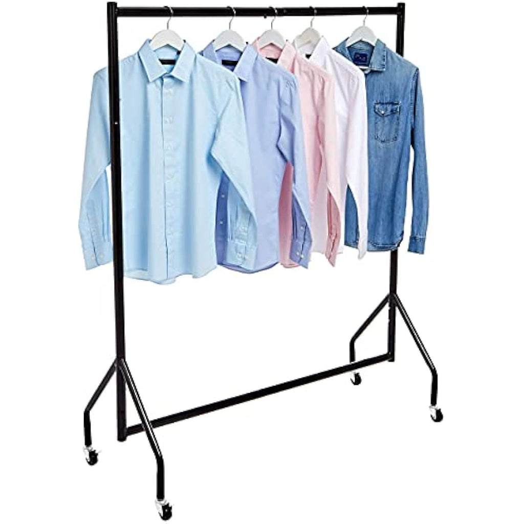 Amazon Basics Heavy Duty Steel Garment Rail with Wheels - Black