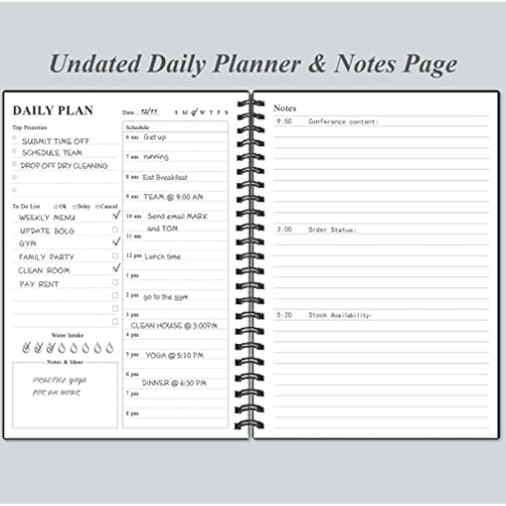 Jolof Store Undated Daily Planner – A5 Hourly Schedule & To Do List Notebook