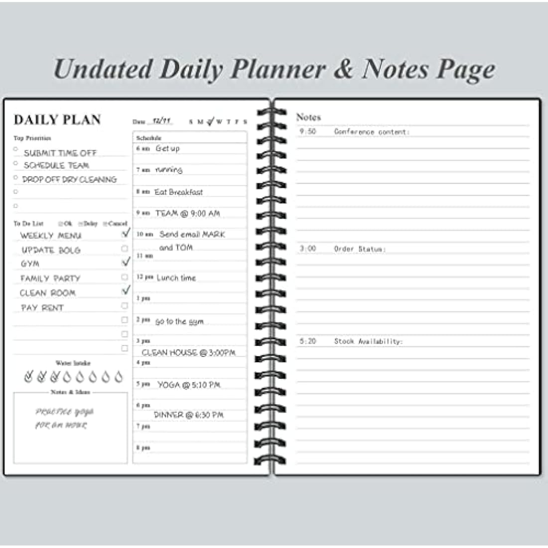 Jolof Store Undated Daily Planner – A5 Hourly Schedule & To Do List Notebook