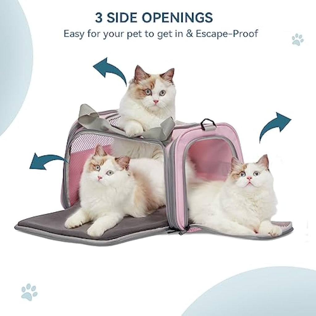 Petsfit Airline Approved Soft Cat Carrier with Fleece Mat – Pink