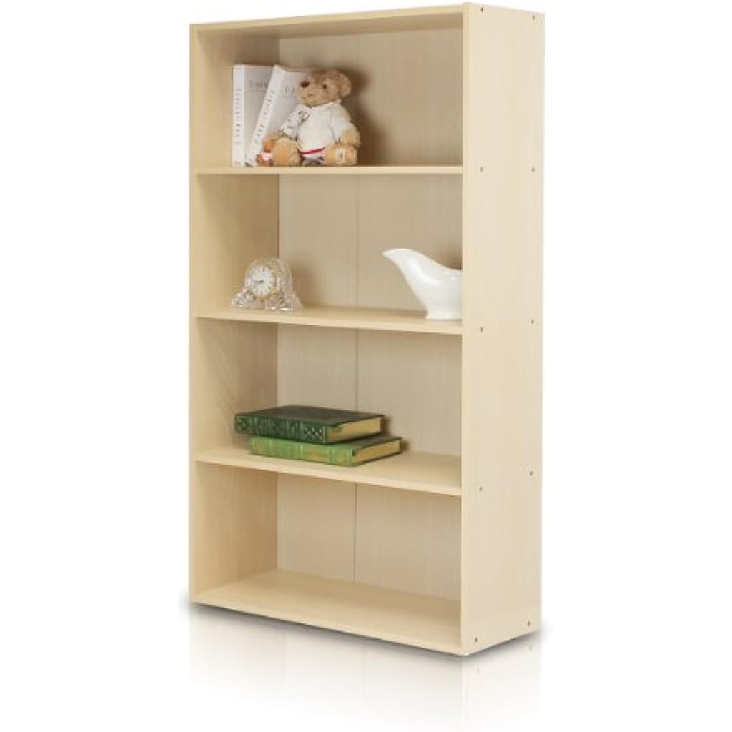 Furinno Pasir 4-Tier Open Shelf Display Rack - Steam Beech Wood