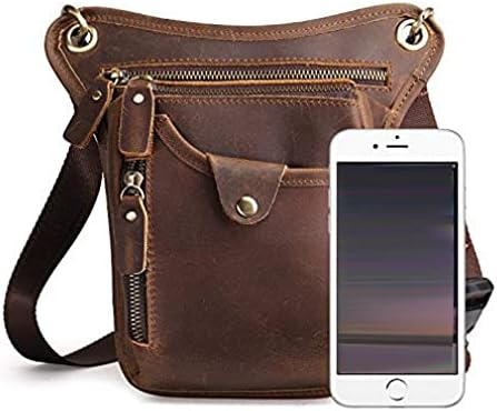 Leather Drop Leg Bag – Motorcycle Thigh Waist Pack, Brown