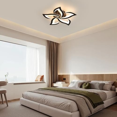 Modern Flower LED Ceiling Light – 60W 3000K Black Acrylic