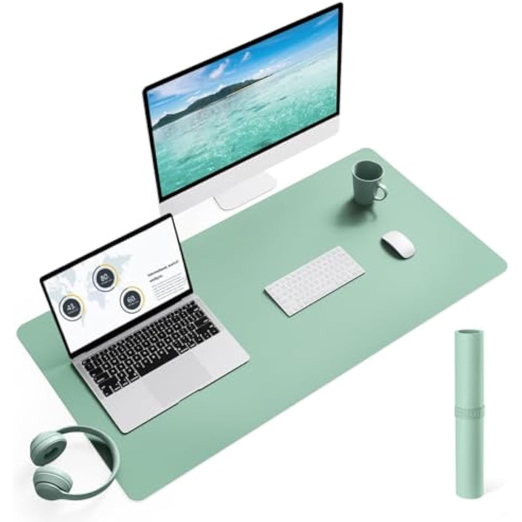 YSAGi Leather Desk Pad – Non-Slip Waterproof Writing Mat, Light Green