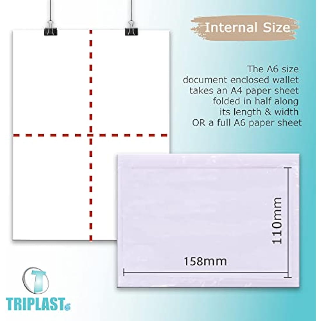 Triplast A6 Plain Document Enclosed Wallets - 500 Pack Clear Envelopes