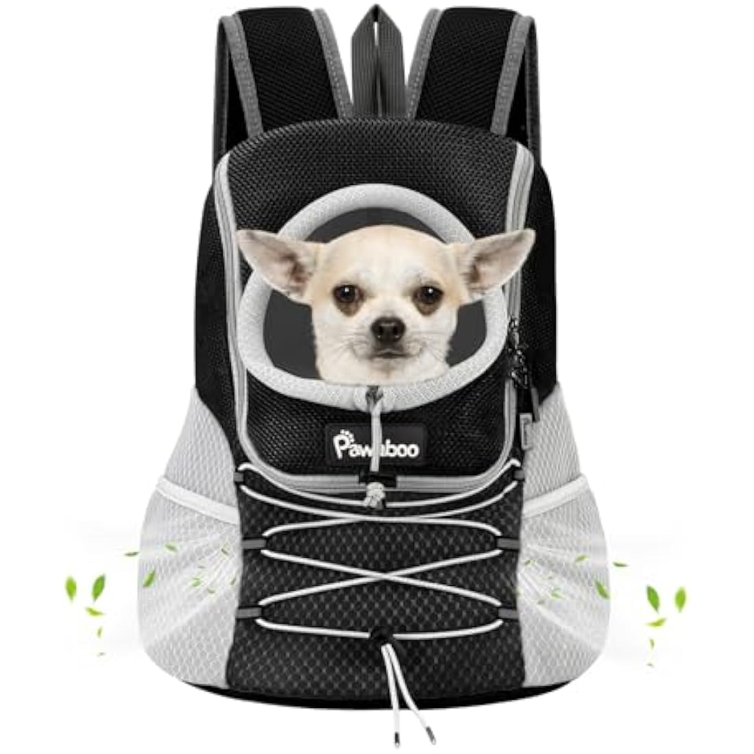 Pawaboo Small Dog Carrier Backpack | Breathable Mesh Front Pack - Black