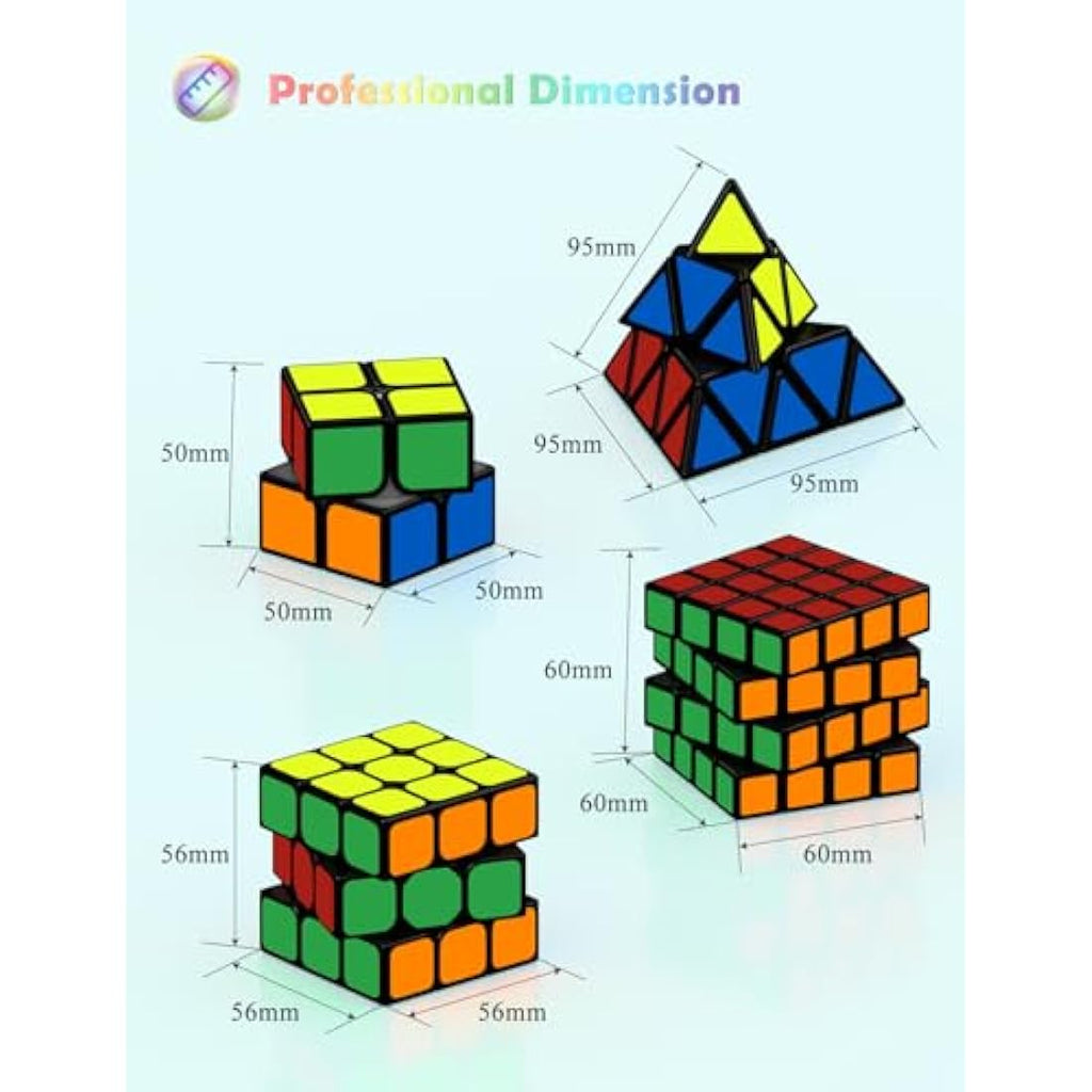 Roxenda Speed Cube Set | 2x2 3x3 4x4 Pyramid Magic Cube 4-Pack
