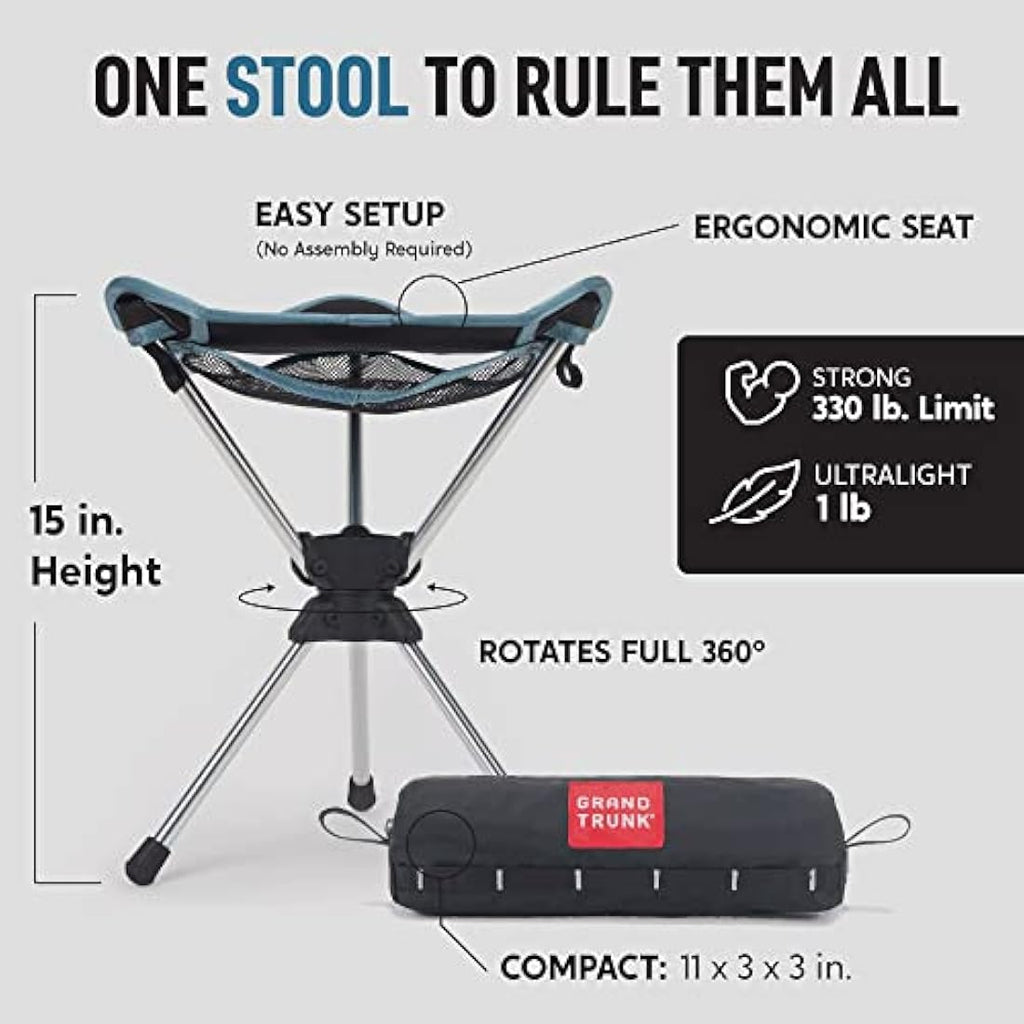 Grand Trunk Compass 360 Swivel Camping Stool – Ultralight Foldable Chair