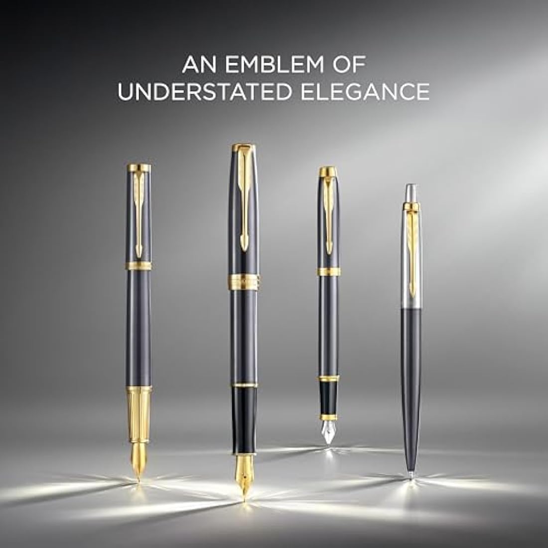 Parker IM Fountain Pen – Grey Lacquer with Gold Trim, Fine Nib