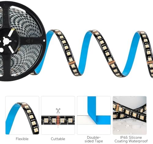 BTF-LIGHTING RGBCCT 5-in-1 LED Strip | 24V 5M IP65 Waterproof Black PCB