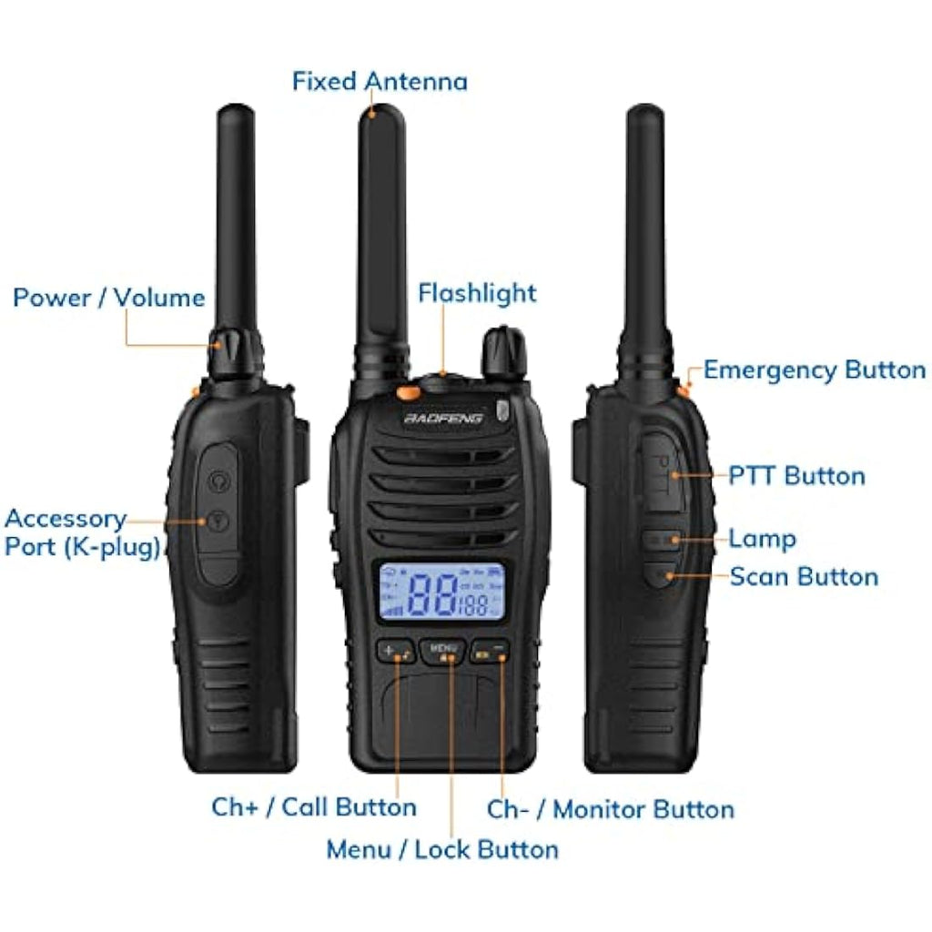 Baofeng BF-88ST Pro PMR446 Walkie Talkie – Long Range 2-Way Radio (2 Pack)