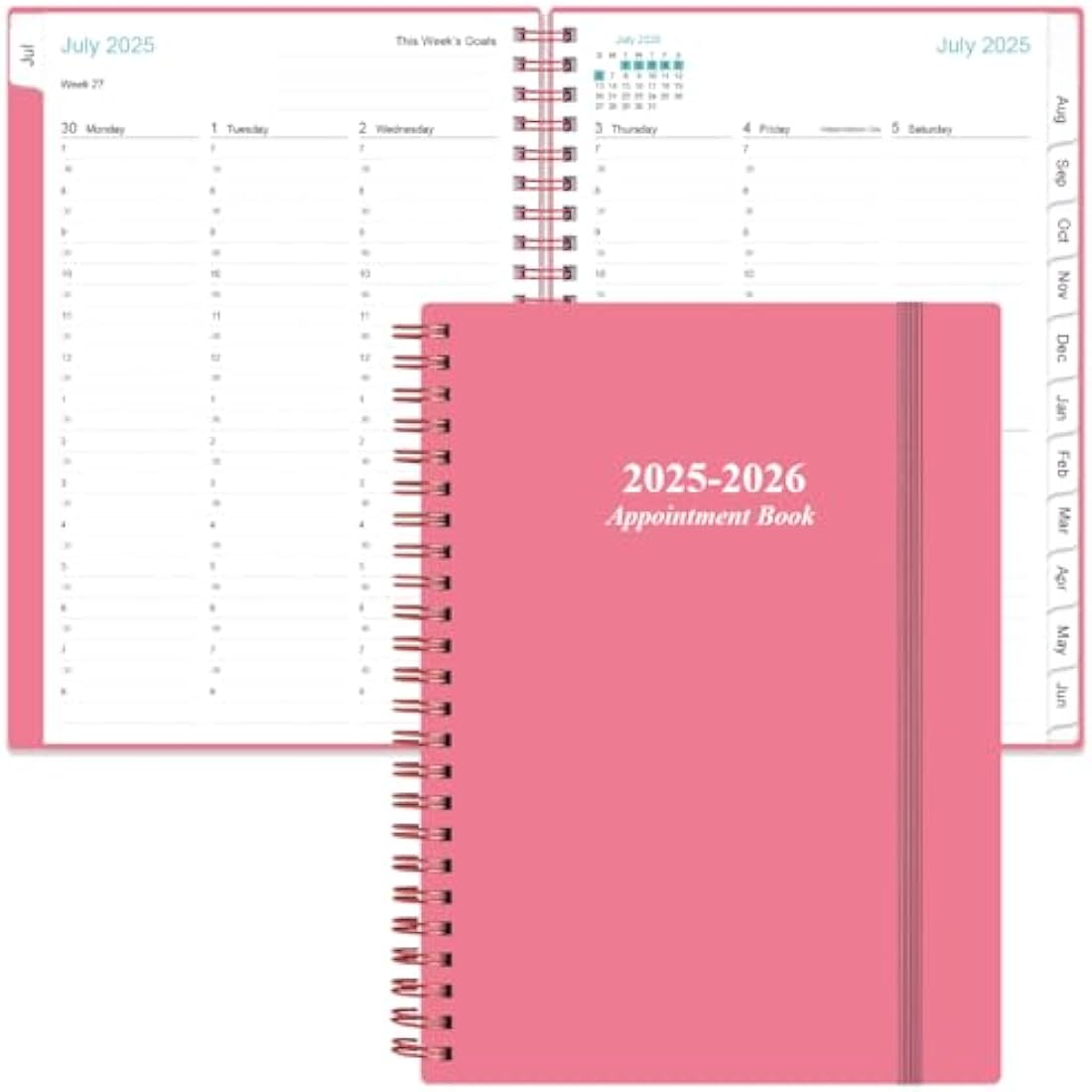Jolof Store 2024-2025 Hourly Appointment Book - A5 Weekly Planner, Pink