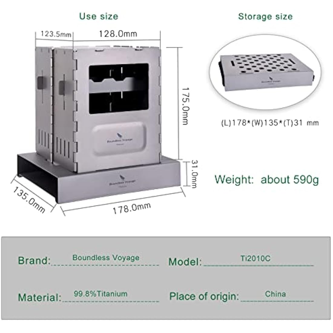 Boundless Voyage Titanium Folding Wood Stove | Portable Camping Grill