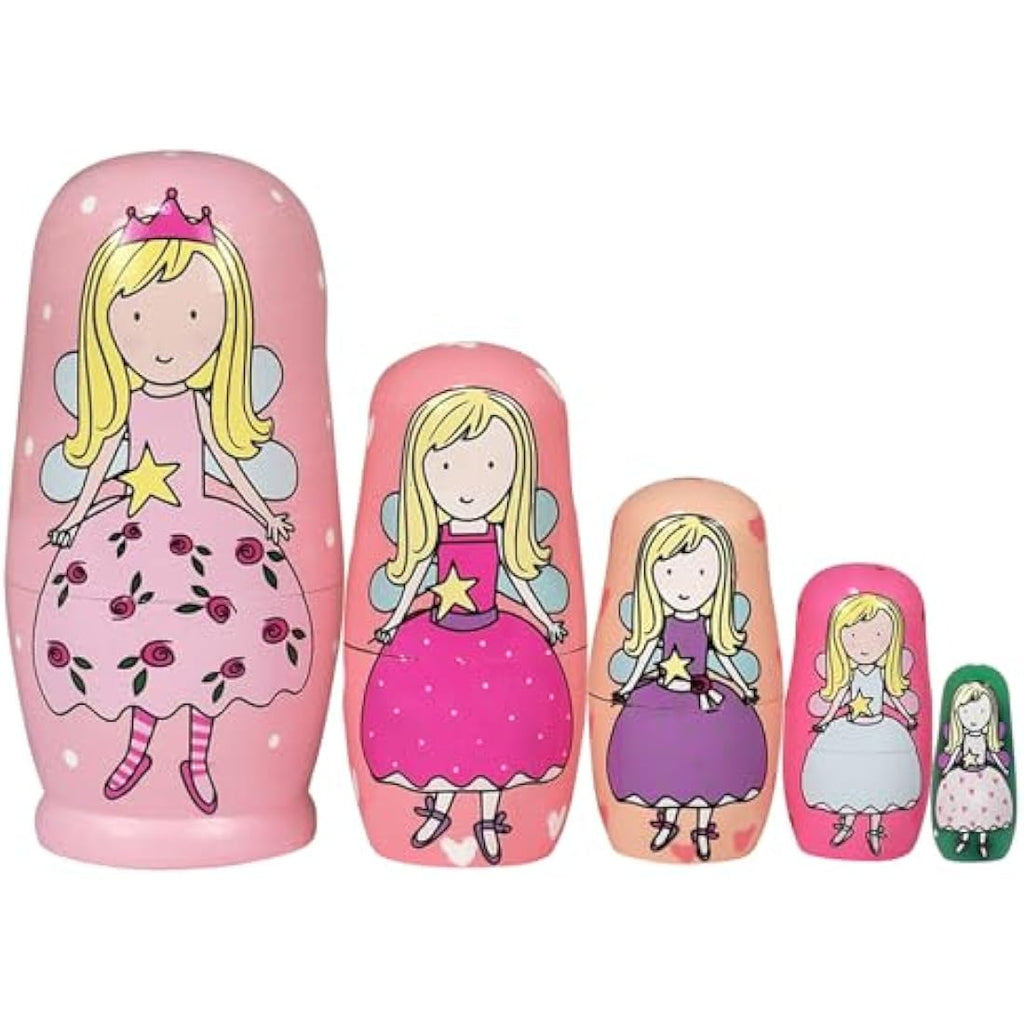 ELUTONG Wooden Nesting Dolls – 5pc Handmade Angel Matryoshka Kids Toy