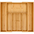 VaeFae Expandable Bamboo Cutlery Drawer Organiser | 5-7 Slot Kitchen Tray