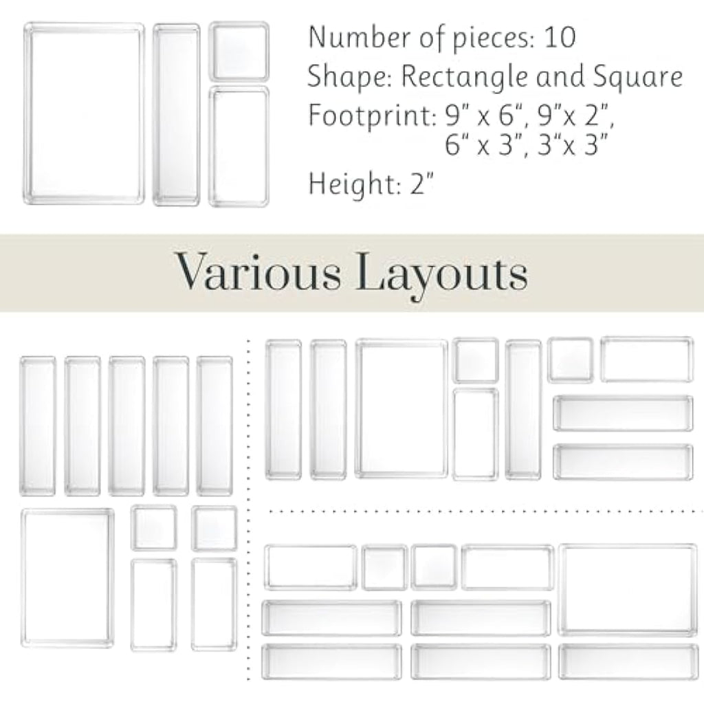 STORi SimpleSort 10-Piece Clear Stackable Drawer Organizer Set
