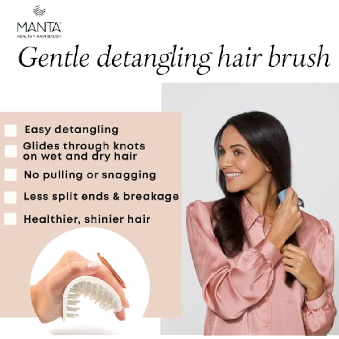 Manta Original Anti-Breakage Detangling Hairbrush - Burgundy
