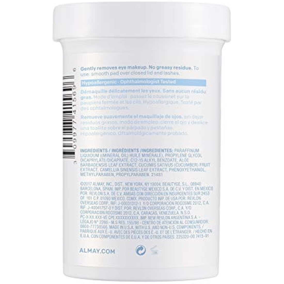 Almay Longwear & Waterproof Eye Makeup Remover Pads - 120 Count