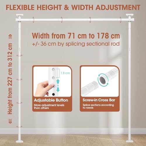 WELDUN Floor Standing Room Divider Curtain Rod – No Drill Heavy Duty White