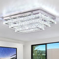 Finktonglan Modern Crystal LED Ceiling Light | 20” Rectangular Flush Mount