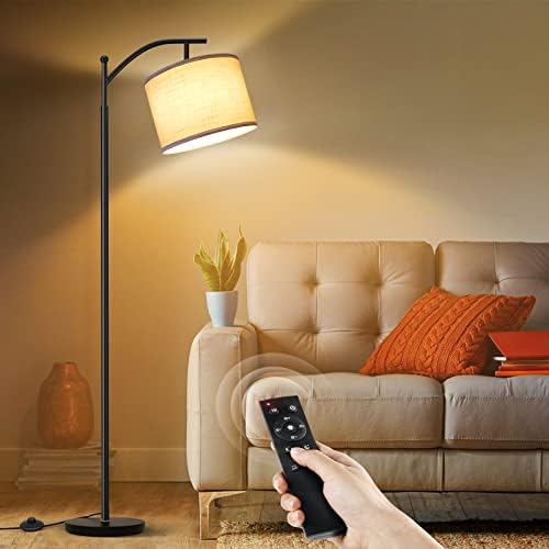 OUTON Smart LED Floor Lamp - Dimmable Arc Standing Lamp with Remote, Black