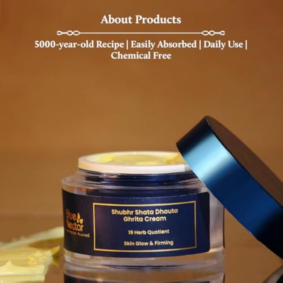 Blue Nectar Shata Dhauta Ghrita Face Cream for Men - 100 Washed Ghee