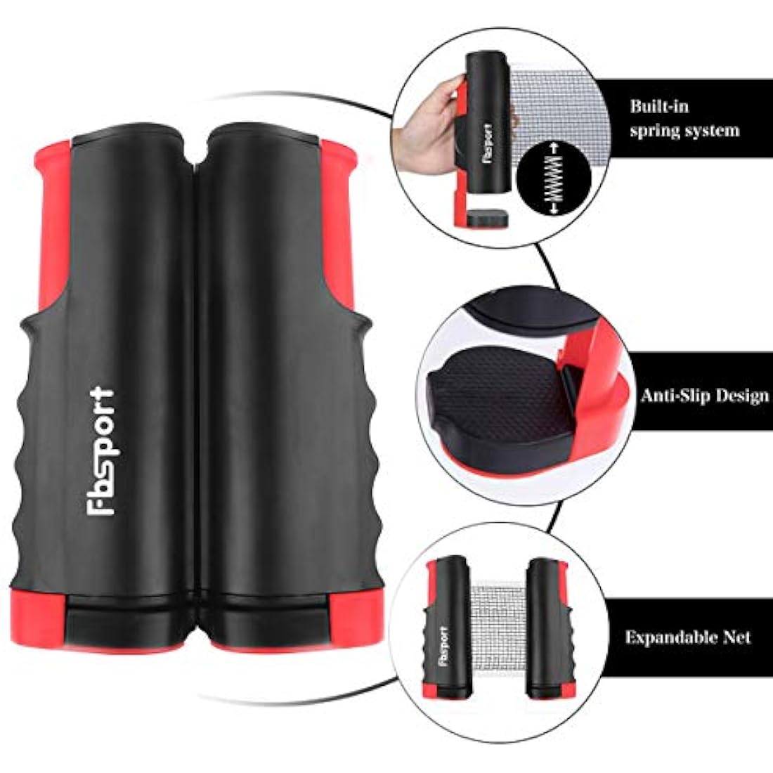 FBSPORT Table Tennis Set | 2 Ping Pong Paddles, Retractable Net & 6 Balls