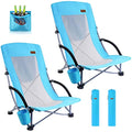 Nice C High Back Beach Camping Chair with Cooler Bag & Cup Holder, Blue