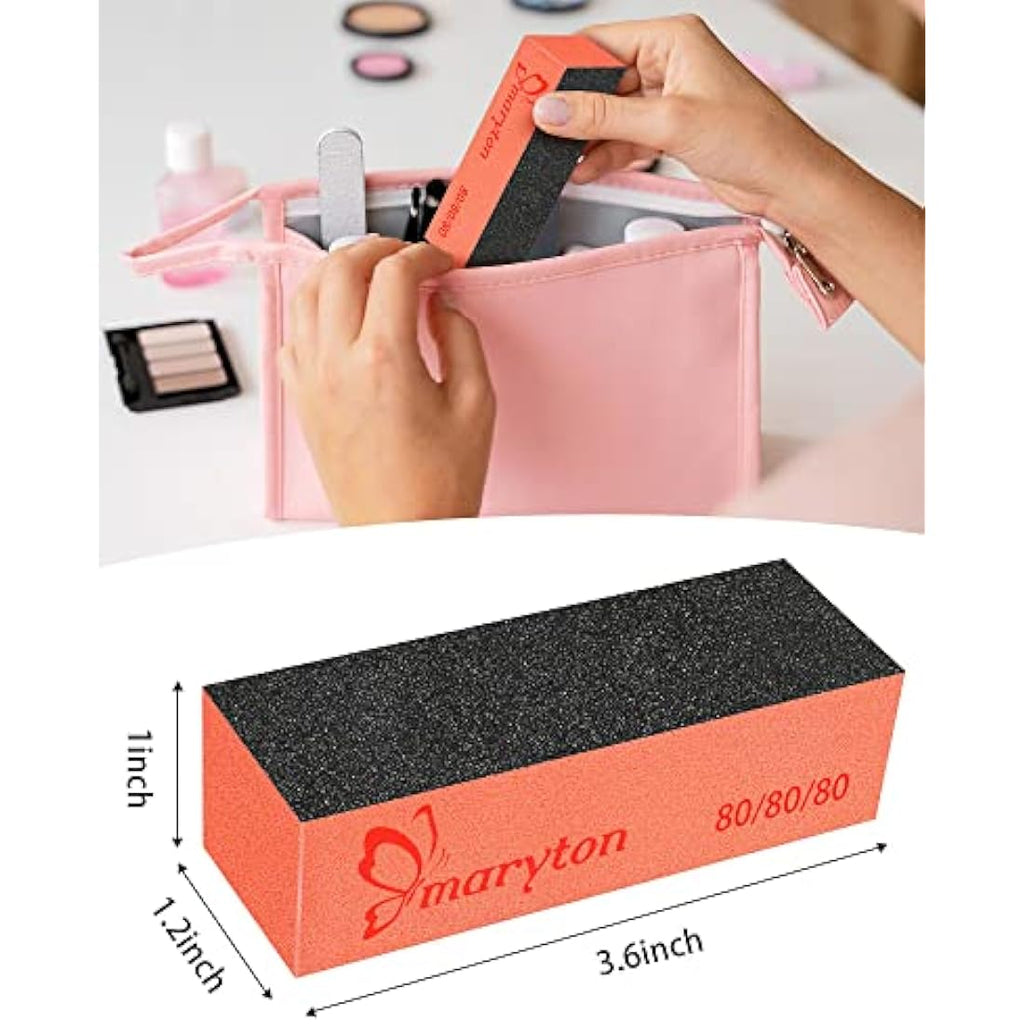 Nail Sanding Blocks – 80/80 Grit Acrylic Buffer Files, 10 Pack