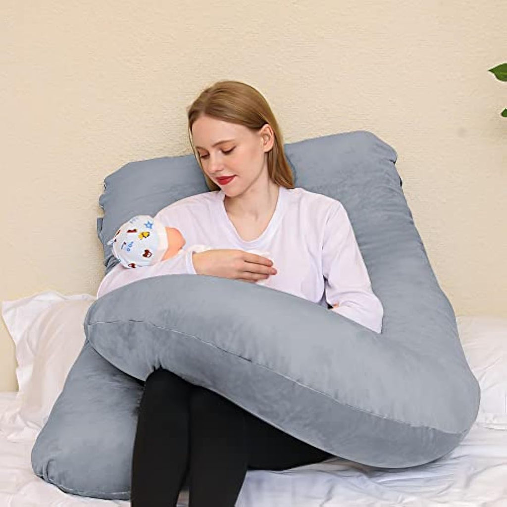 Chilling Home J-Shaped Pregnancy Pillow – 140x70cm Grey Body Support