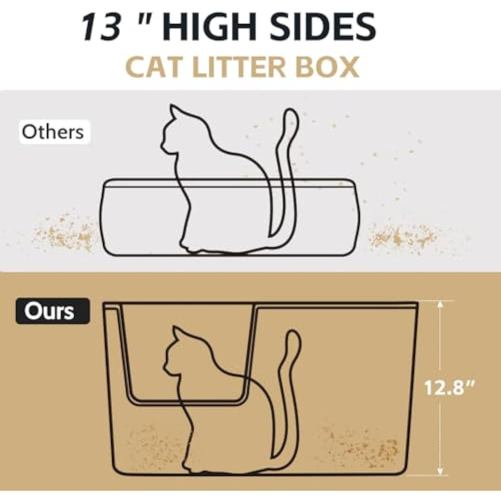 Jolof Store Extra Large High Sided Cat Litter Box | Beige Anti-Splash