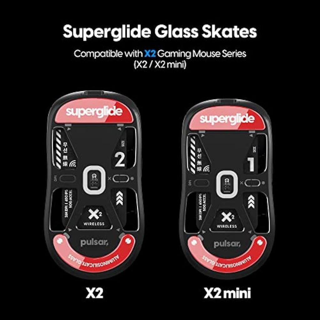 Superglide Glass Mouse Skates for Pulsar X2 & X2 Mini – Red