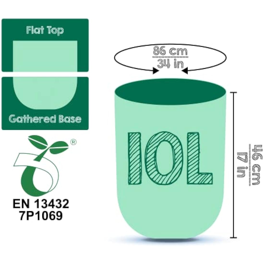 Greener Walker 10L Compostable Bin Liners - 150 Food Waste Bags
