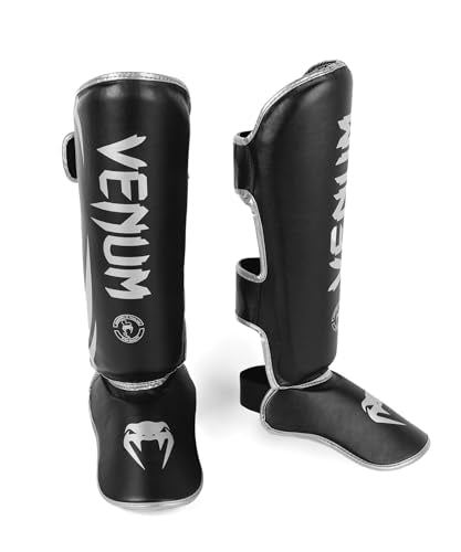 Venum Challenger MMA Shin Guards - Skintex Leather - Black/Silver - XL