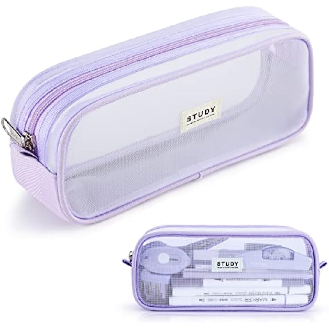 KALIDI Clear Mesh Pencil Case – Large Capacity Stationery Pouch