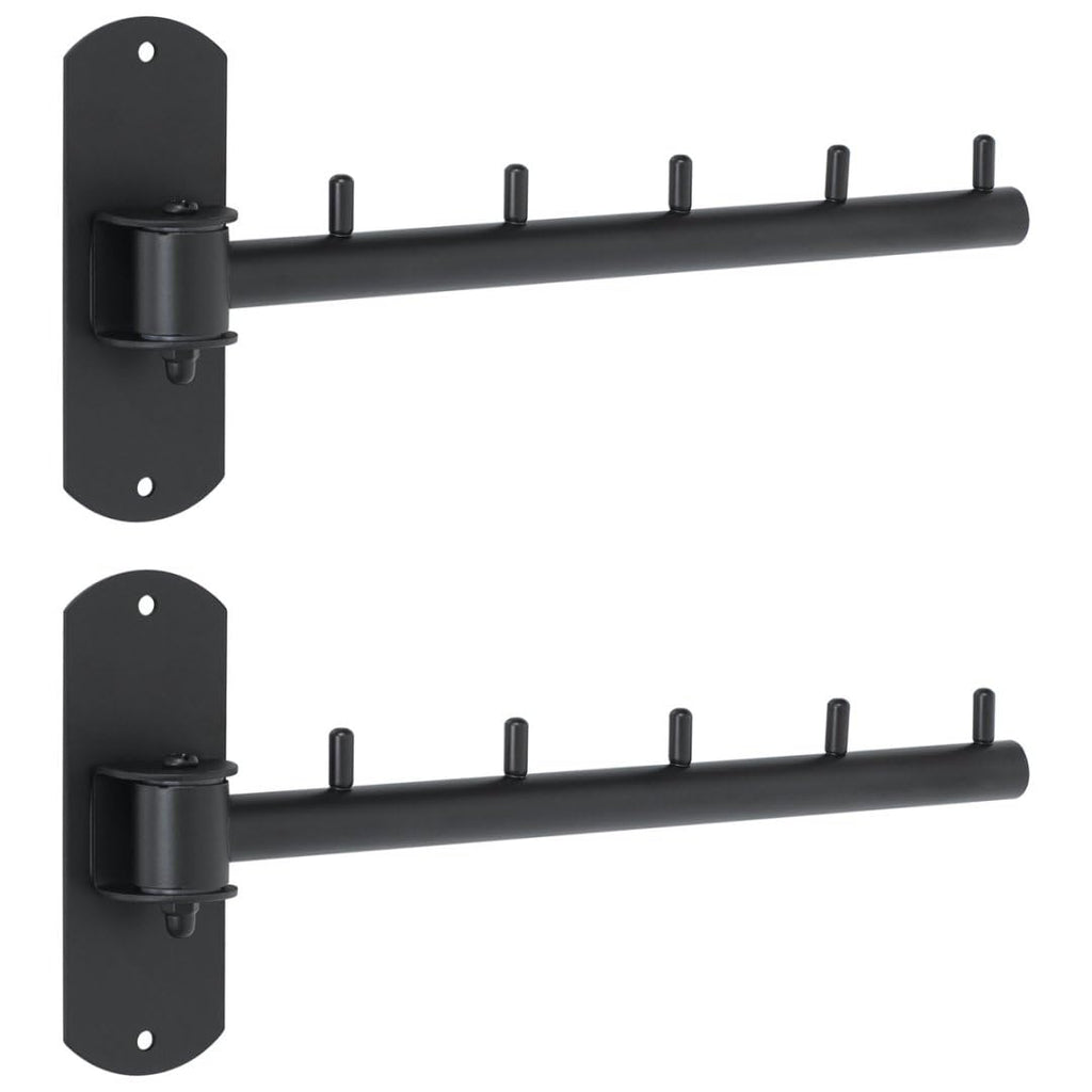 Mooche Clothes Rail Wall Mounted Black 2Pcs, Swivel Rail, 275MM
