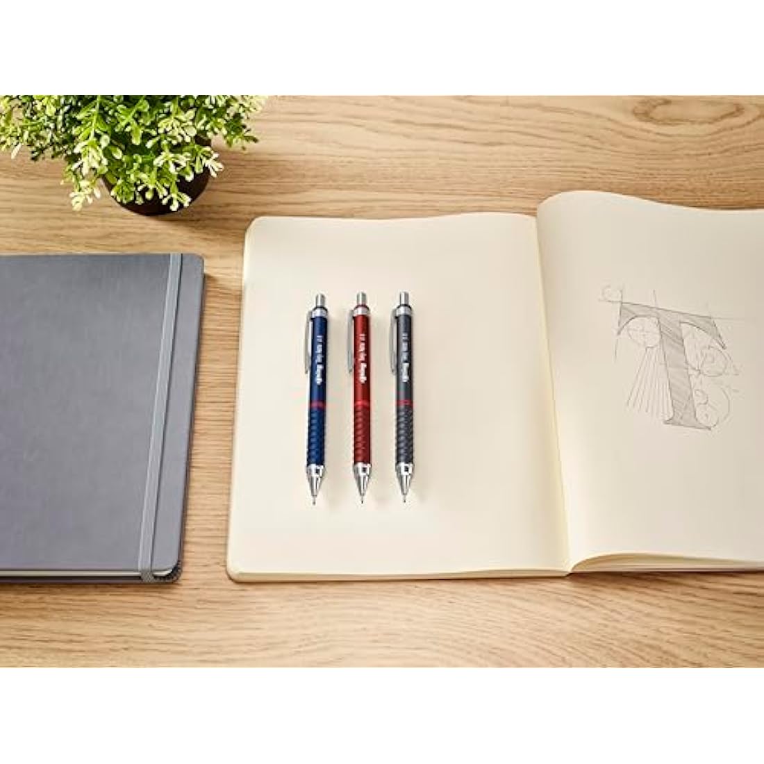 rOtring Tikky Retro Mechanical Pencils | 0.7mm 2B Red Barrel | 12 Count