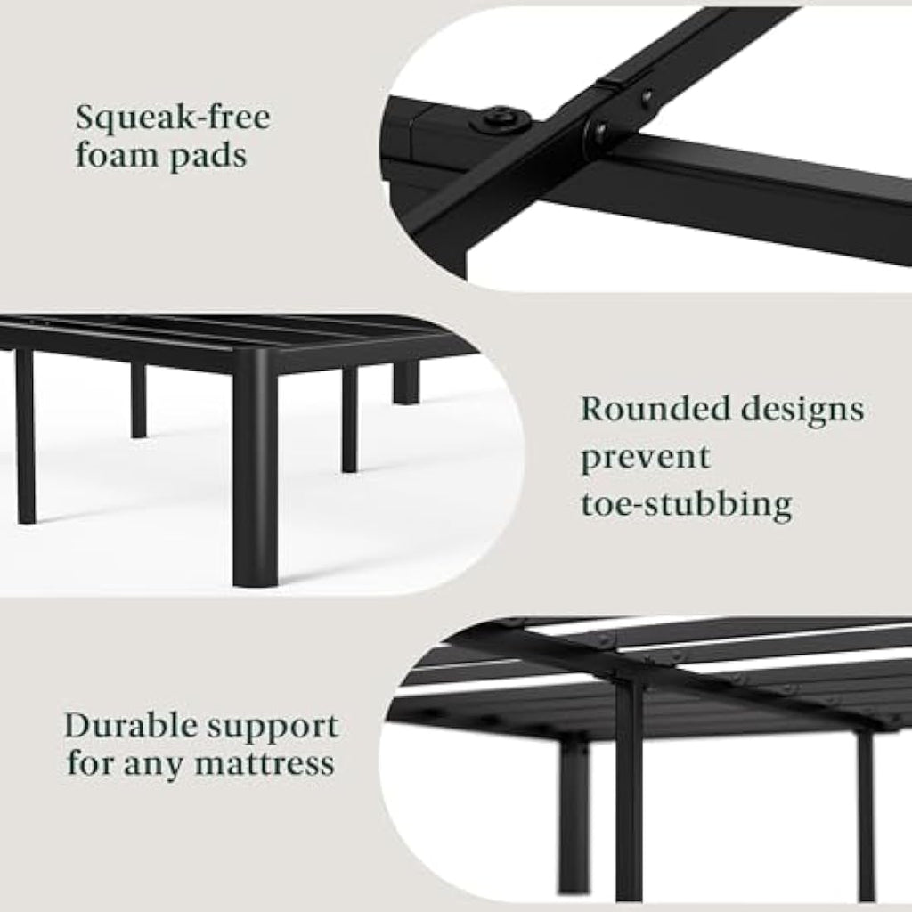 Zinus Van Metal Platform Bed Frame – Super King 180x200cm – Black