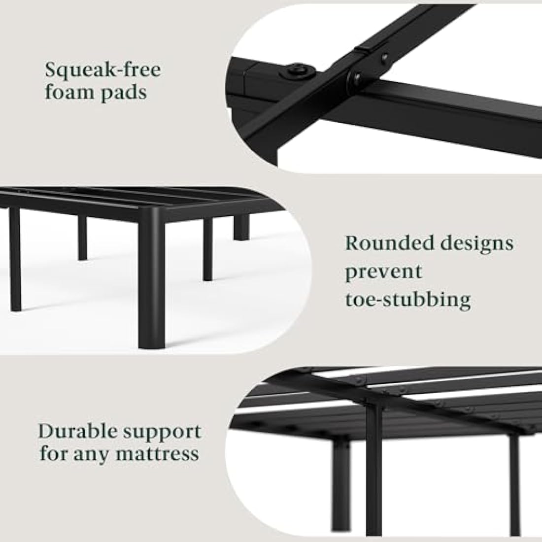 Zinus Van Metal Platform Bed Frame – Super King 180x200cm – Black