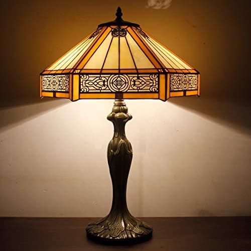 Werfactory Tiffany Table Lamp | 16" Yellow Stained Glass Mission Style