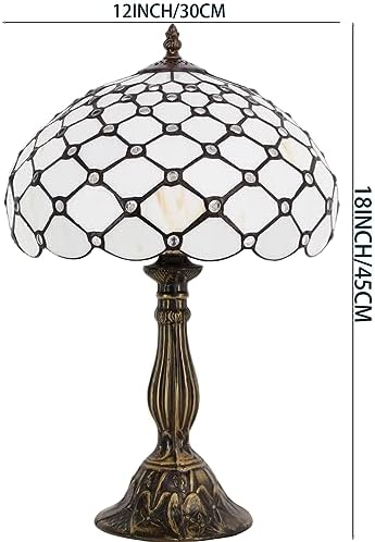 Werfactory Tiffany Table Lamp | 12" Amber Stained Glass Bedside Light