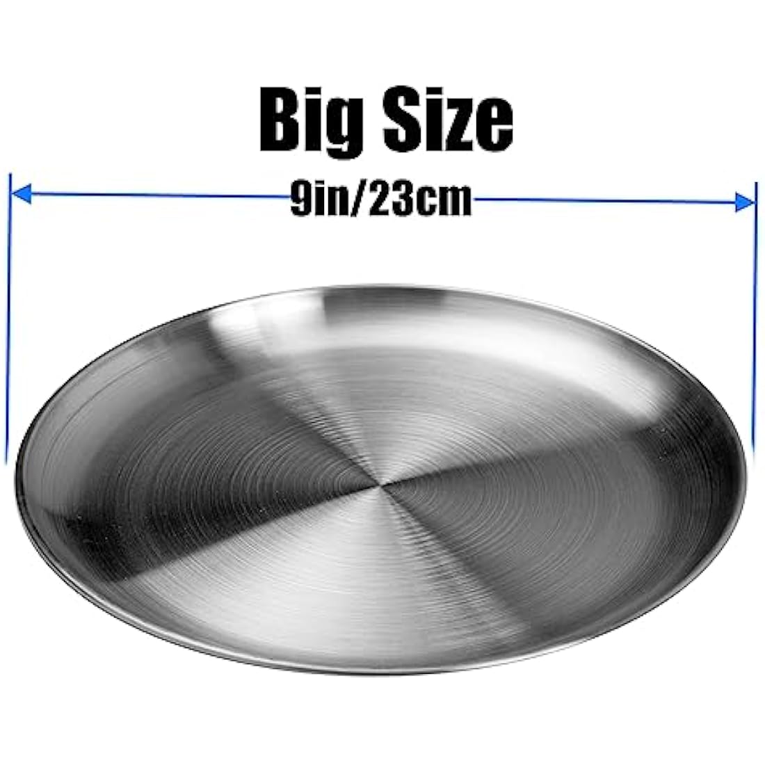 WANBY 304 Stainless Steel Plates | 9-Inch Unbreakable Metal Dishes (10 Pcs)