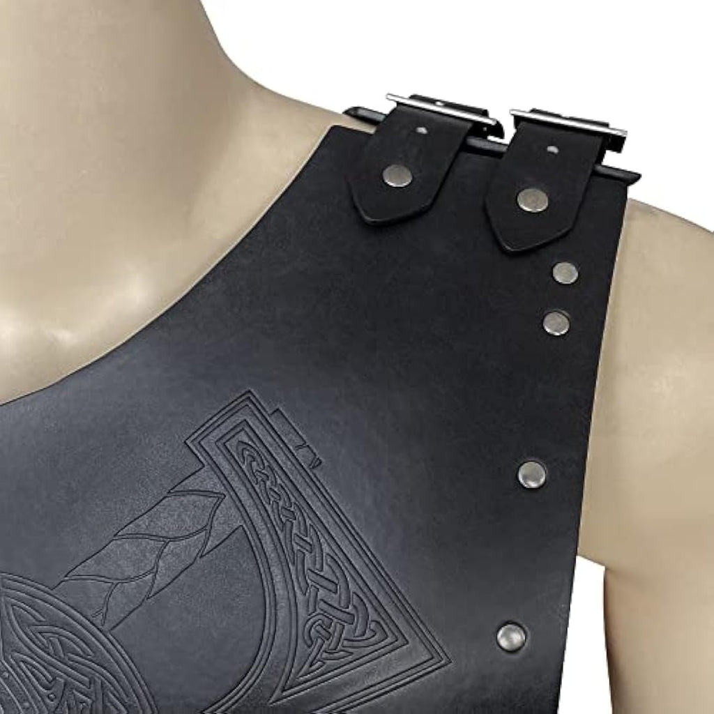 HiiFeuer Viking Chest Armor – Faux Leather Medieval Knight LARP Vest