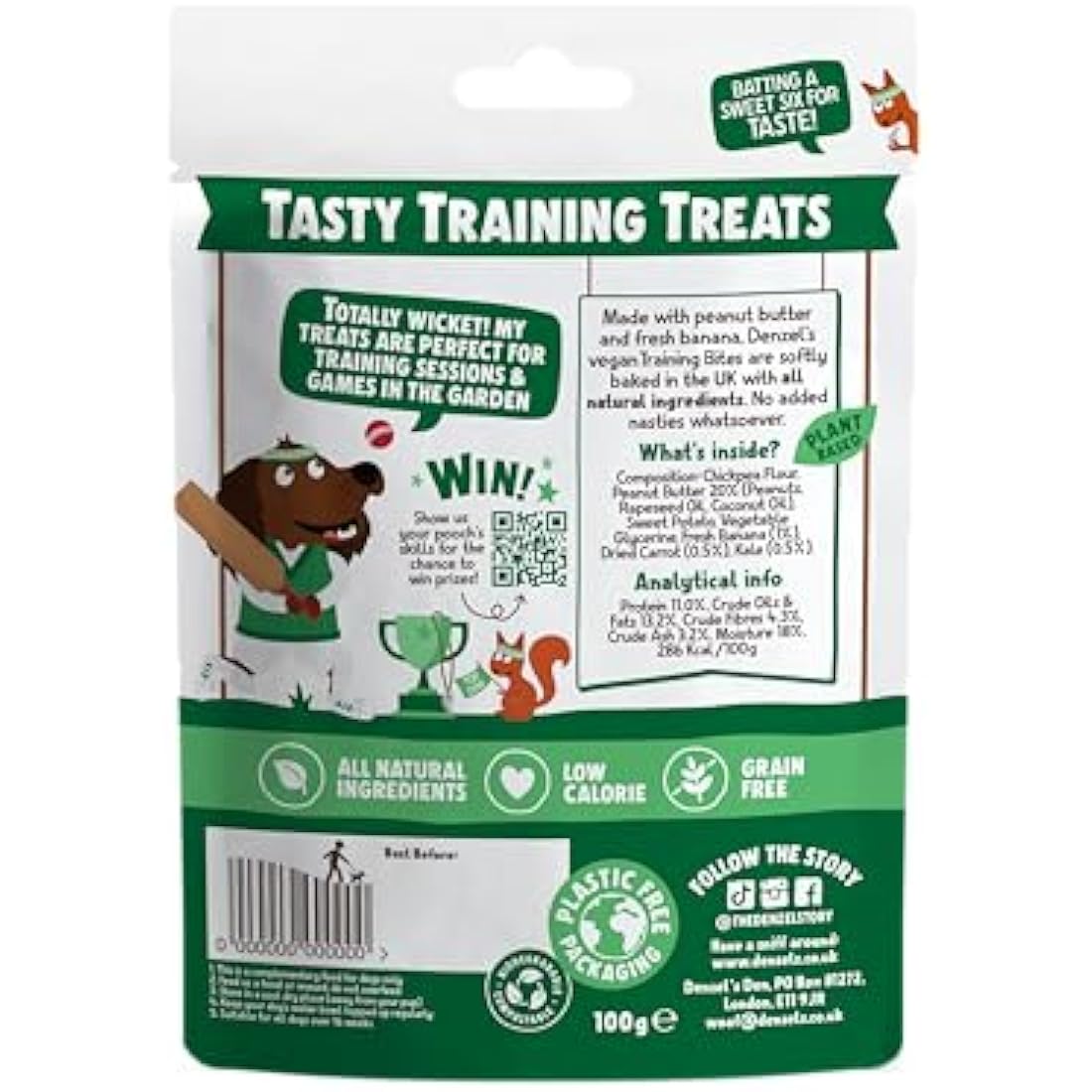 Denzel's Vegan Dog Training Treats | Peanut Butter & Banana | 10x100g