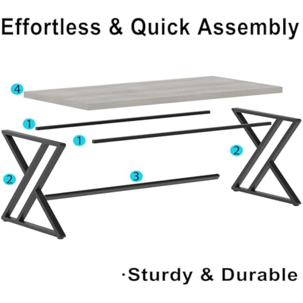 LVB Industrial Computer Desk | Large Metal Writing Table - Light Grey