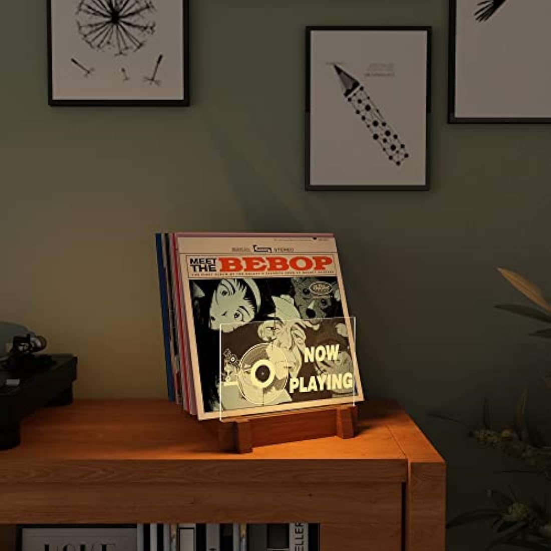 Light Up Vinyl Record Storage – Wood & Acrylic LED Album Holder
