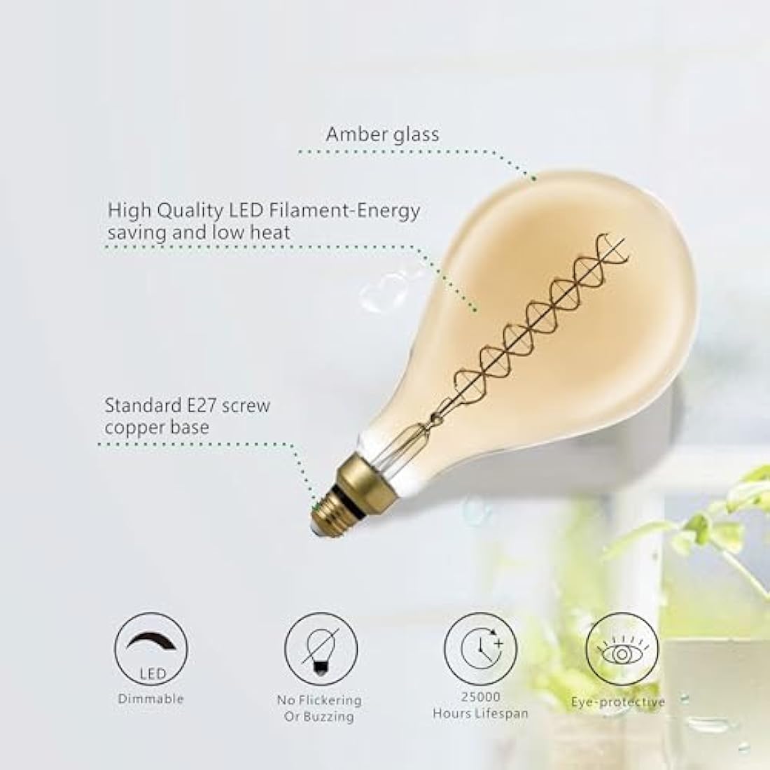 E27 Vintage LED Globe Bulb – Dimmable Warm White 8W PS160